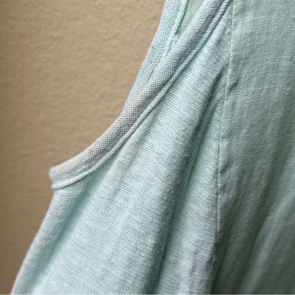 Cut Loose Linen Combo Asym Tunic Dress in Mente Green Blue Sz L - Picture 14 of 15